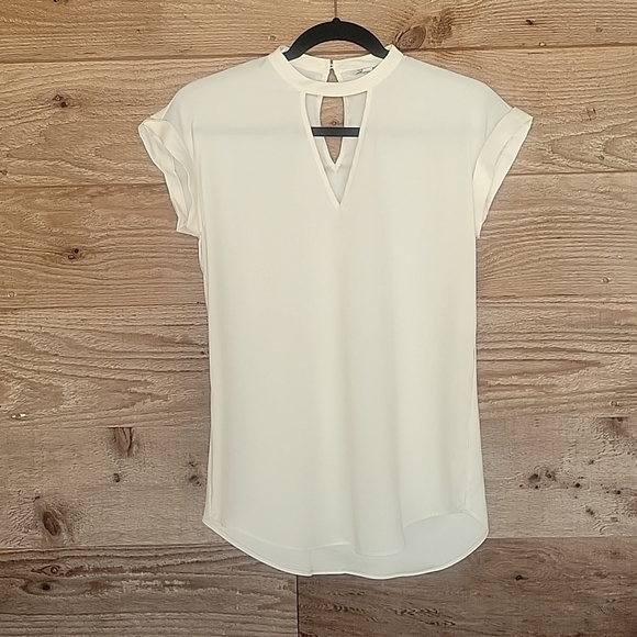 Express Tops - Express Cream Double V Neck Top Size XSmall